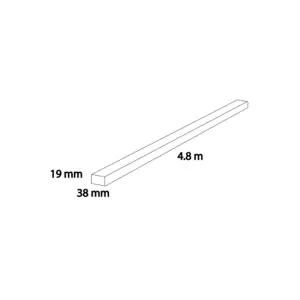 PACK OF 15 (Total 15 Units) - 19mm x 38mm Sawn Softwood Carcassing Treated Green Timber - 4800mm Length