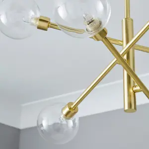 Litecraft Supa Brass 6 Arm Stick Semi-Flush Ceiling Light