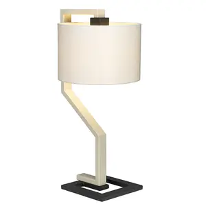 Table Lamp Light Ivory Shade Cream And Dark Grey Painted Metal Base LED E27 60W