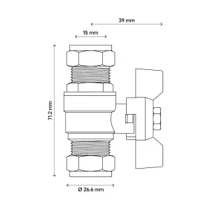 Flomasta Compression T-handle Valve (Dia)15mm