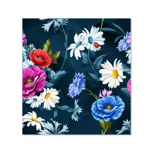 Poppy Flowers With Chamomile Premium Glass Kitchen Splashback W700mm x H650mm