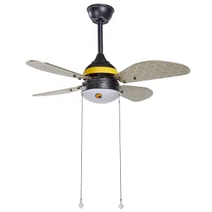 Ceiling Fan with Light Black and Yellow DOLORES