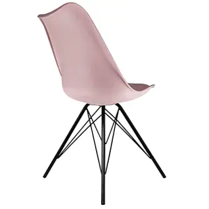 Soho Blush Pink Plastic Dining Chair with Black Metal Legs