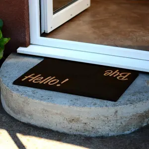 Hello, Bye Novelty Doormat Unique Black Coir Front Welcome Doormats