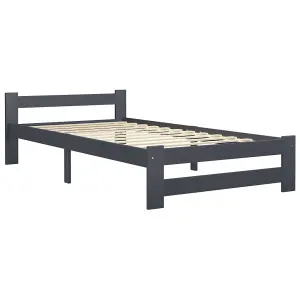 Berkfield Bed Frame Dark Grey Solid Pine Wood 100x200 cm