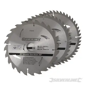 Silverline (892547) TCT Circular Saw Blades 24 40 48T 3pk 230 x 30 - 25 20