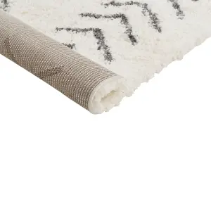 Shaggy Area Rug 160 x 230 cm White and Grey AYRUM