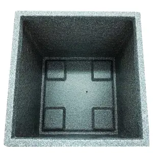 1 x Square Brick Slate Effect 38cm Grey Plastic Lightweight Summer Flower Gardening Plant Pot