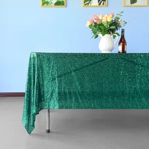 Neel Blue 70x108 Inch Rectangle Sequin Tablecloth, Emerald Green