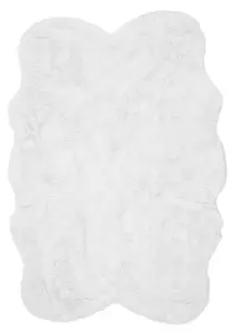 White Sheepskin Plain Shaggy Easy to Clean Rug For Bedroom Dining Room And Living Room-140cm X 200cm (Quad)