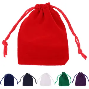 10pcs Velvet Gift Bags with Drawstrings, Small Candy Pouches Party Favor Bags, Red - 7x9cm