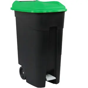 80 Litre Wheelie Bin with Foot Pedal - Green Lid