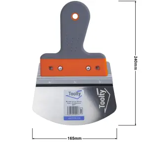 Toolty Profiled Bucket Scoop Trowel with Soft Grip Handle Set 2PCS 165, 200mm Stainless Steel for Scooping Compound DIY