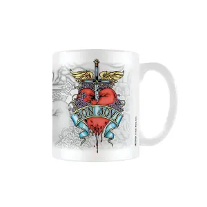 Bon Jovi Dagger Heart Logo Mug White (One Size)