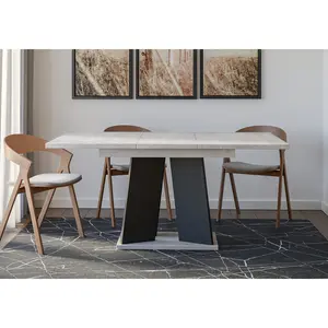 Extendable Dining Table Alekzander Light Grey/Black