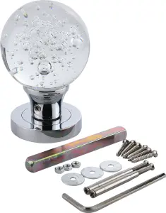 Sandleford Mortice Knob Set - Padua Glass and Polished Chrome