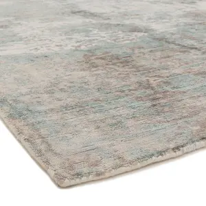 Blue Viscose Handmade , Luxurious , Modern Easy to Clean Abstract Rug for Living room, Bedroom - 240cm X 340cm