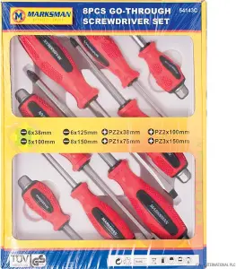 8pc Go Through Screwdriver Tool Set Thru Diy 38-150mm Impact Cap Hammer Magnetic