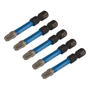 Draper Expert PZ-Type Impact Screwdriver Bits, No.3 x 50mm, 1/4" Hex (Pack of 5) 05648