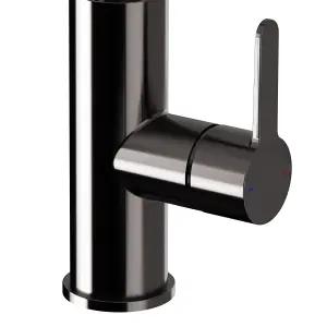 GoodHome Zanthe Black Titanium effect Kitchen Side lever Tap