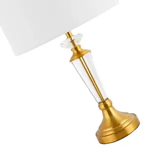 Modern Brushed Gold and Clear Crystal Glass Table Lamp Base with Inline Switch