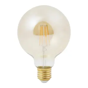 Diall G125 E27 5.5W 470lm 330° Amber Globe Warm white LED filament Light bulb