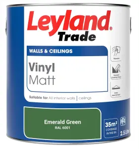 Leyland Trade Vinyl Matt Walls & Ceilings Emulsion Paint Emerald Green (RAL 6001) 2.5L