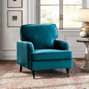 Comfy Upholstered Occasional Armchair Accent Chair Folding Back Removable Cushion with Wooden Legs