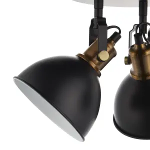 Acrobat Industrial Matt Black Gold effect 3 Light Spotlight