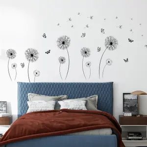 Black Dandelion and Butterflies Stickers Stock Clearance