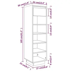 Berkfield Shoe Cabinet Honey Brown 34x30x105 cm Solid Wood Pine