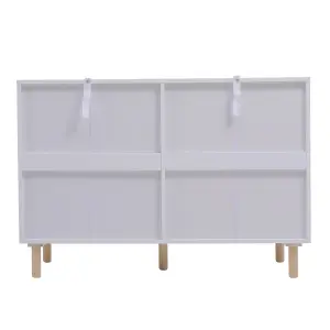 White and Brown Wooden 6 Drawer Chest W 110 cm x D 40 cm x H 75.5 cm