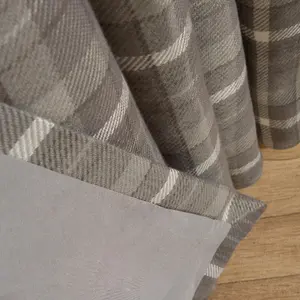 Woven Check Print Pair of Curtains, Charcoal - 90 x 90