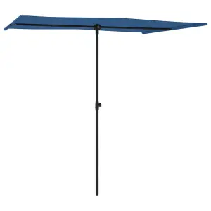 Berkfield Outdoor Parasol with Aluminium Pole 2x1.5 m Azure Blue