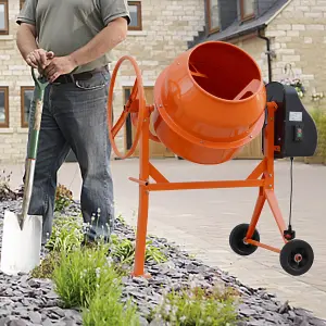 120L High Capacity Electric Cement Mixer on Wheels Orange