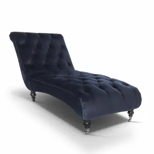 Chaise Lounge in Velvet Navy Blue