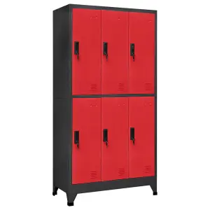 Berkfield Locker Cabinet Anthracite and Red 90x45x180 cm Steel