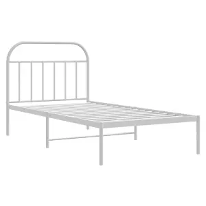 Berkfield Metal Bed Frame with Headboard White 107x203 cm