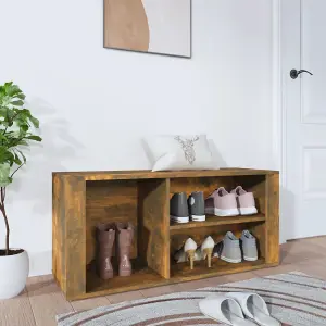 Berkfield Shoe Cabinet Smoked Oak 100x35x45 cm Engineered Wood