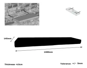 Handmade Wooden Rustic Floating Shelf 145mm Monochrome Length of 140cm