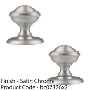 2 PACK - 81mm Traditional Centre Front Door Round Knob Satin Chrome Outdoor Handle