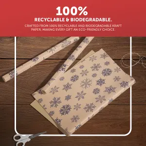 Kraft & Co 2 Pack Christmas Wrapping Paper Roll(Snowflake)