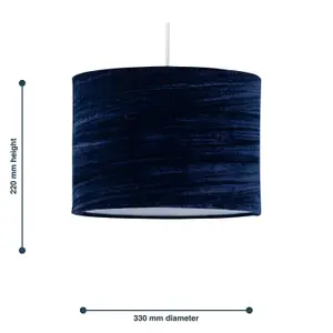 First Choice Lighting Modern Navy Blue Crushed Velvet 33cm Easy Fit Ceiling Light Shade Pendants