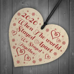 Lockdown Gift Hanging Wooden Heart Couple Gift Christmas Tree Decoration Keepsake