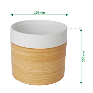 Verve White Wood effect Clay Plant pot (Dia) 22.5cm, (H)20cm, 5.2L