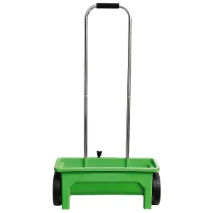 Garden Lawn Seed Spreader - 12L Green Wheeled Scatter Spreader with 10 Drop Speeds for Lawn Feed, Seeds, Fertiliser, Sand & Salt