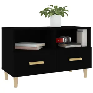 Berkfield TV Cabinet Black 80x36x50 cm Engineered Wood