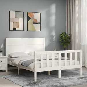 Berkfield Bed Frame with Headboard White 120x200 cm Solid Wood