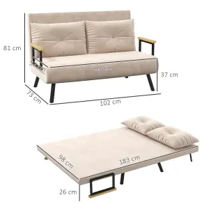 HOMCOM Click Clack 2 Seater Sofa Bed Settee for Living Room, Guest Room, Beige