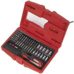 51 PACK Fine Tooth Ratchet Screwdriver Socket and Bit Set - Chromoly Steel